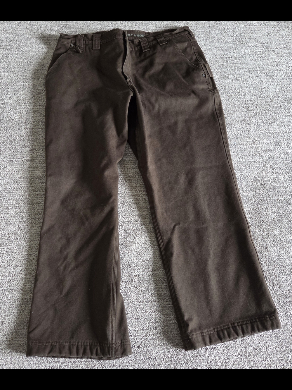 Duluth Trading Co Flex Fire Hose Brown Canvas Cargo Work Pants